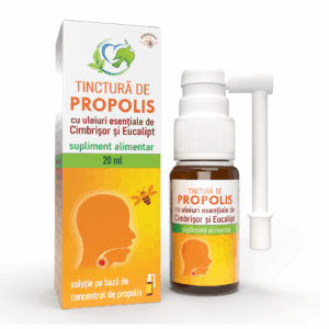Tinctura de propolis cu uleiuri esentiale de cimbrisor si eucalipt